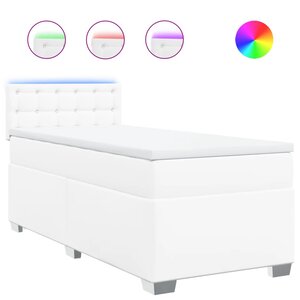 vidaXL Sommier à lattes de lit avec matelas Blanc 100x200cm Similicuir