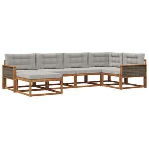 vidaXL Ensemble de canapés d'extérieur 6 pc Naturel et Gris clair