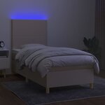vidaXL Sommier à lattes de lit et matelas et LED Crème 90x190 cm Tissu