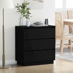 vidaXL Cabinet de chevet avec Noir 71 x 34.5 x 75 cm Bois d'ingénierie