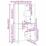 vidaXL Haut Armoire 2 Pièces Chêne artisanal Bois Aggloméré et Verre