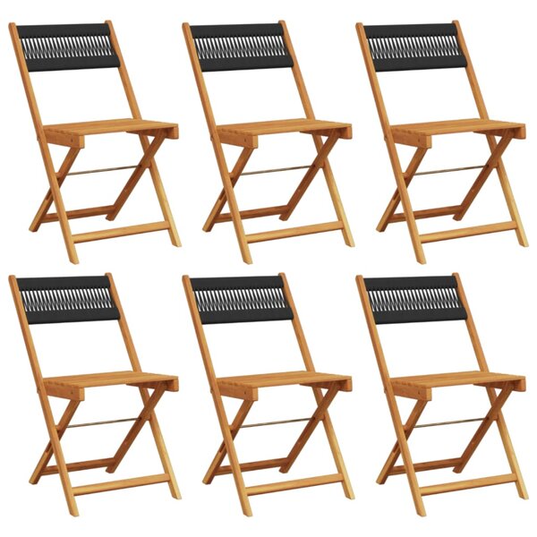 vidaXL Chaises de jardin pliantes lot de 6 noir bois d'acacia massif
