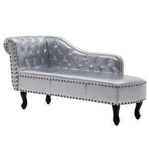 vidaXL Chaise longue Argenté Similicuir