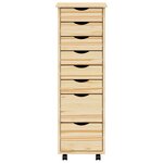 vidaXL Cabinet Roulant avec Tiroirs avec roue MOSS Vernis transparent