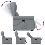 vidaXL Fauteuil de massage inclinable Gris clair Tissu
