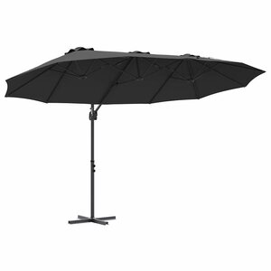 vidaXL Parasol cantilever de jardin Noir 372 x 198 x 243 cm