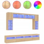 vidaXL Ensemble de meubles TV muraux 8Pièces et lumières LED chêne sonoma