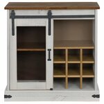 vidaXL Buffet HALDEN porte coulissante blanc 80x40x80 cm bois massif