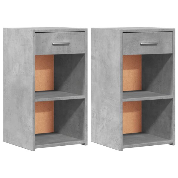 vidaXL Tables de chevet 2 Pièces gris béton 35x34x65 cm bois ingénierie