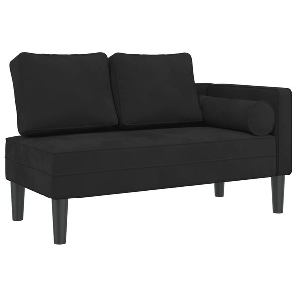 vidaXL Chaise longue avec coussins noir velours