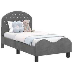 vidaXL Cadre de lit pour tout-petit avec tête de lit Gris foncé