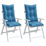 vidaXL Coussins de chaise à dossier haut lot de 2 bleu mélangé tissu