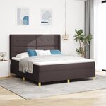 Lit à ressorts vidaXL avec matelas et LED Marron foncé 180x200 cm en tissu
