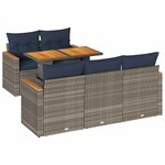 vidaXL Salon de jardin 6 Pièces avec coussins gris résine tressée