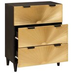vidaXL Buffet Noir et or 60 x 33 x 75 cm bois de manguier massif