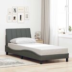 vidaXL Cadre de lit sans matelas Hanko gris foncé 90x190 cm tissu