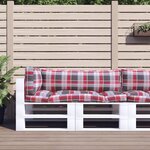 vidaXL Coussins de palette 3 Pièces carreaux rouges tissu