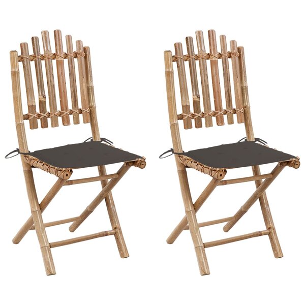 vidaXL Chaises pliables de jardin lot de 2 avec coussins Bambou