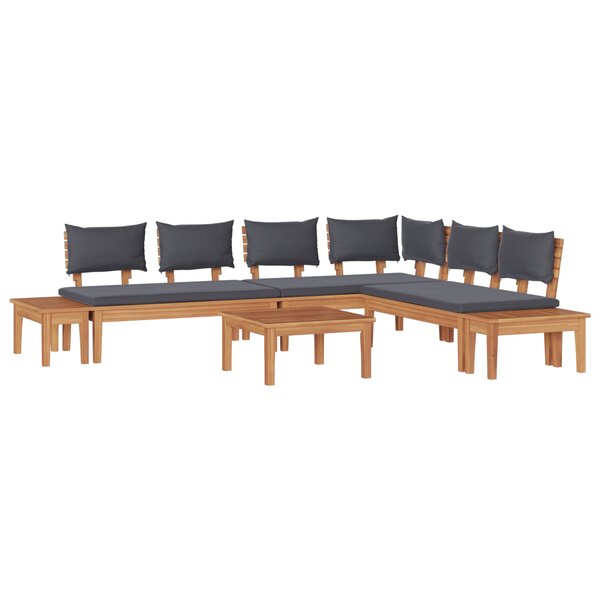 vidaXL Ensemble de banc de jardin avec coussin 3 Pièces Brun  Gris