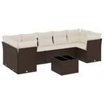 vidaXL Salon de jardin 8 Pièces avec coussins marron résine tressée