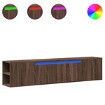 vidaXL Meuble TV mural avec LED chêne marron 180x31x39 5 cm