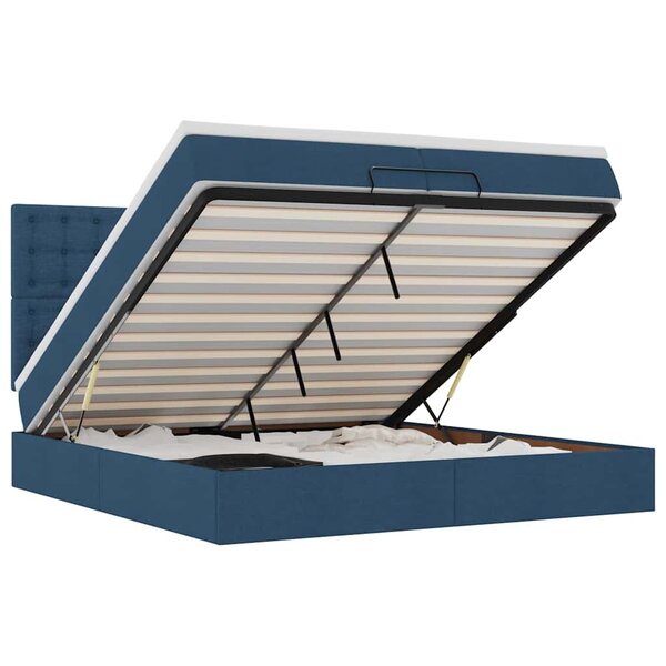 VidaXL Cadre de lit ottoman avec matelas bleu 200x200cm tissu