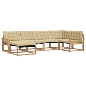vidaXL Ensemble de canapés d'extérieur 6 Pièces Blanc et Beige