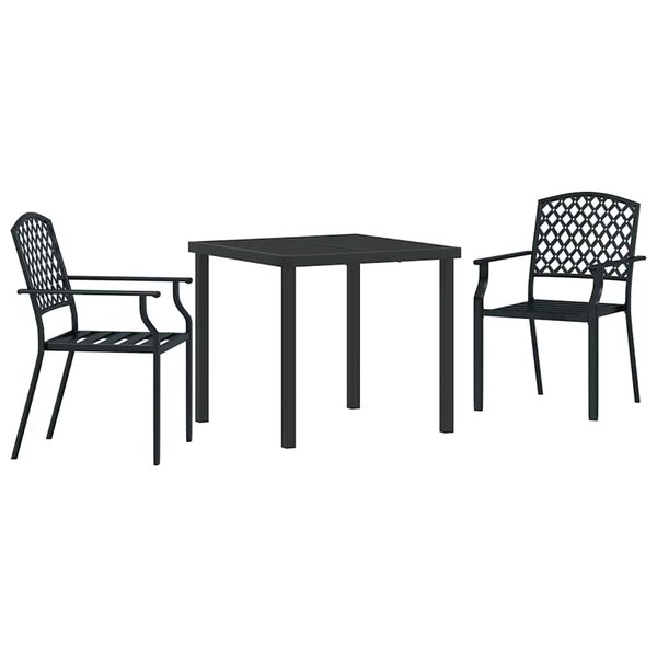 vidaXL Ensemble de salle à manger pour jardin 3 Pièces Anthracite Acier