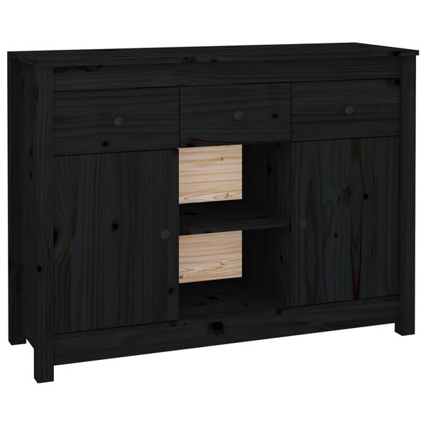 vidaXL Buffet Noir 100x35x74 5 cm Bois massif de pin