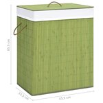 vidaXL Panier à linge avec une seule section bambou vert 83 L