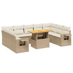 vidaXL Salon de jardin avec coussins 10 Pièces beige résine tressée