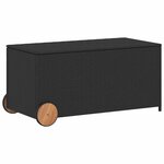 vidaXL Boîte de rangement de jardin et roues noir 190L résine tressée
