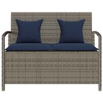 VidaXL Banc de rangement de jardin avec coussin gris résine tressée