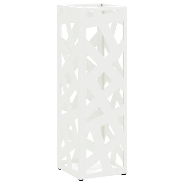 vidaXL Porte-parapluie avec stockage Blanc 15 5 x 15 5 x 49 cm Métal