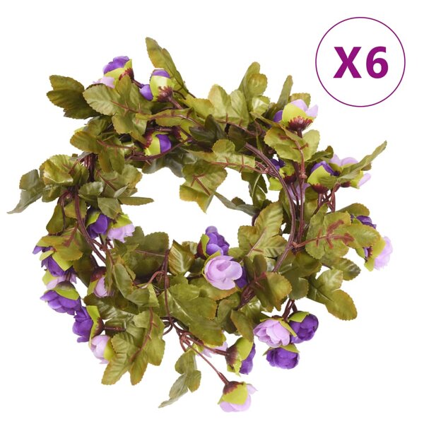 vidaXL Guirlandes de fleurs 6 Pièces violet clair 215 cm
