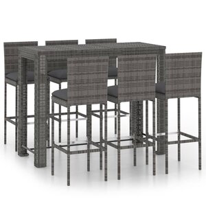 vidaXL Jeu de bar de jardin 7Pièces et coussins anthracite Résine tressée