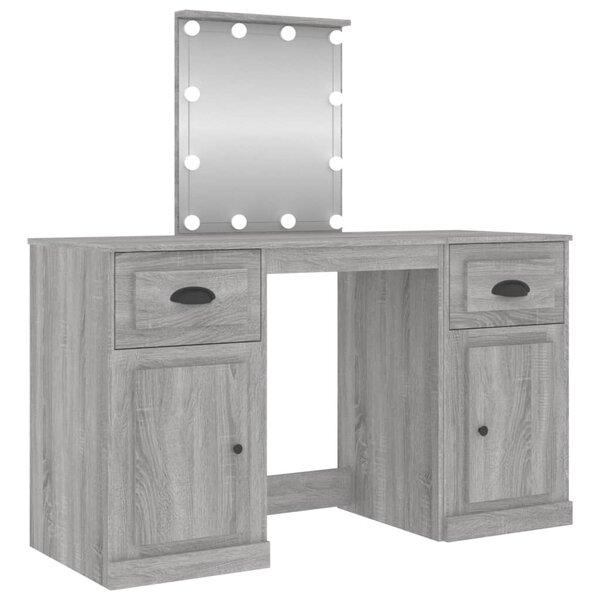 vidaXL Coiffeuse avec LED sonoma gris 130x50x132 5 cm