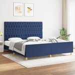 vidaXL Cadre de lit avec tête de lit Bleu 180 x 200 cm Tissu