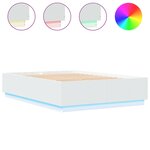 vidaXL Cadre de lit avec lumières LED blanc 160x200 cm bois ingénierie