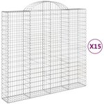 vidaXL Paniers à gabions arqués 15 Pièces 200x50x180/200 cm Fer galvanisé