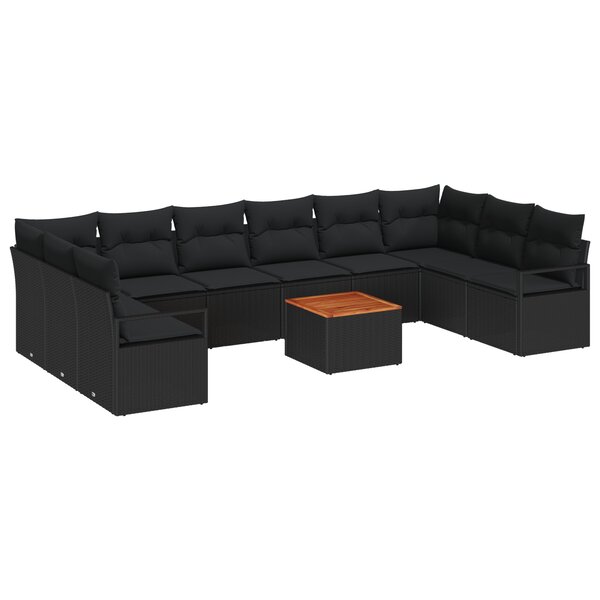 vidaXL Ensemble de Canapé de Jardin 11 Pièces Noir Grand