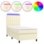vidaXL Sommier à lattes de lit avec matelas et LED Crème 90x200 cm