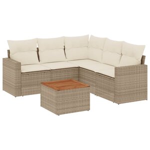 vidaXL Salon de jardin avec coussins 6 Pièces beige résine tressée