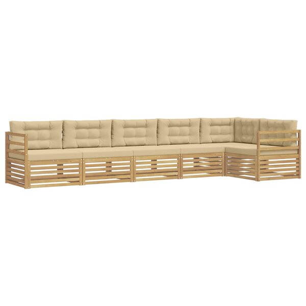vidaXL Ensemble de canapés d'extérieur 6 pc Blanc et Beige Polyester