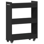 vidaXL Armoire avec roues noir 60x22x79 cm bois d'ingénierie
