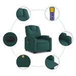 vidaXL Fauteuil inclinable de massage électrique Vert foncé Tissu