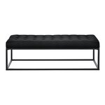 Tabouret rembourré banc banquette avec pieds métalliques housse textile 120 cm noir 03_0006273