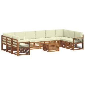 vidaXL Ensemble de canapés d'extérieur 11 pc Naturel et Crème