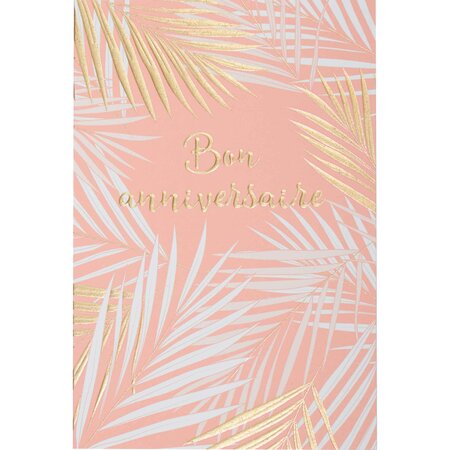 Carte bon anniversaire rose pastel et or - draeger paris