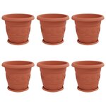 vidaXL Pots de plantes 6 Pièces Rouge brique Ø 34 x 28 cm Plastique